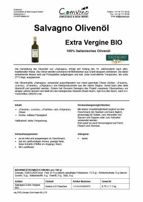 Salvagno Olivenöl Extra Vergine "Bio" 75cl